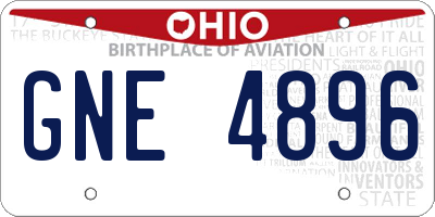 OH license plate GNE4896