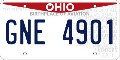 OH license plate GNE4901