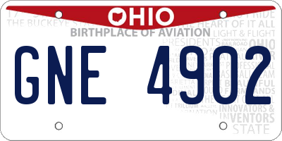 OH license plate GNE4902