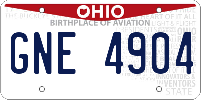OH license plate GNE4904