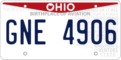 OH license plate GNE4906