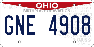 OH license plate GNE4908