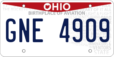 OH license plate GNE4909