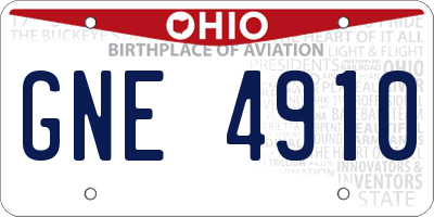 OH license plate GNE4910