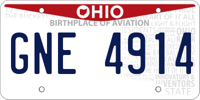 OH license plate GNE4914