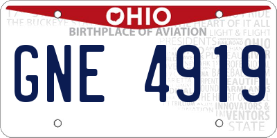 OH license plate GNE4919