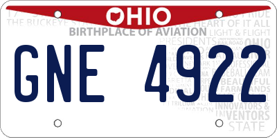 OH license plate GNE4922