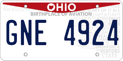 OH license plate GNE4924