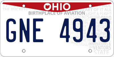 OH license plate GNE4943