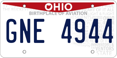 OH license plate GNE4944