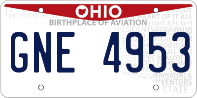 OH license plate GNE4953