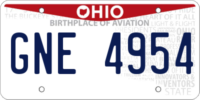 OH license plate GNE4954