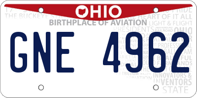 OH license plate GNE4962