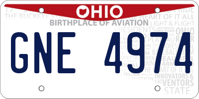 OH license plate GNE4974