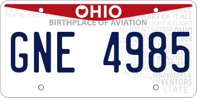 OH license plate GNE4985