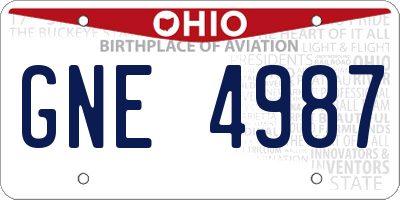 OH license plate GNE4987