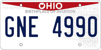 OH license plate GNE4990
