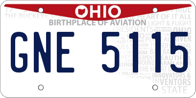 OH license plate GNE5115