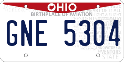 OH license plate GNE5304
