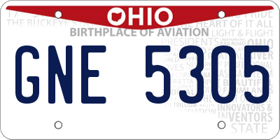 OH license plate GNE5305