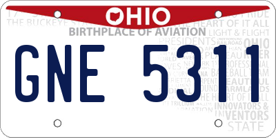 OH license plate GNE5311