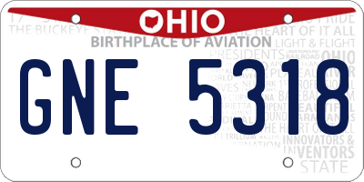 OH license plate GNE5318