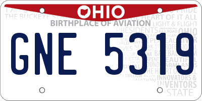 OH license plate GNE5319