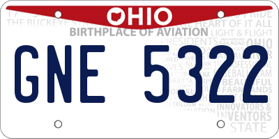 OH license plate GNE5322