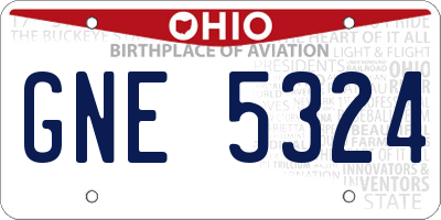 OH license plate GNE5324