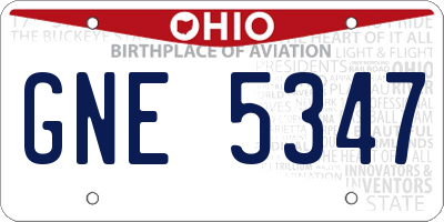 OH license plate GNE5347
