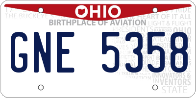 OH license plate GNE5358