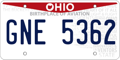 OH license plate GNE5362