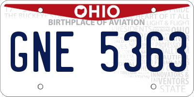 OH license plate GNE5363