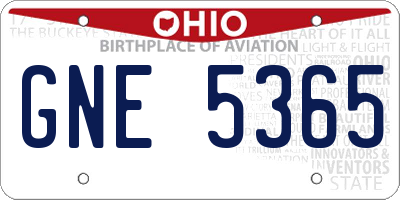 OH license plate GNE5365