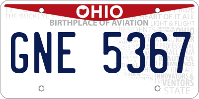 OH license plate GNE5367