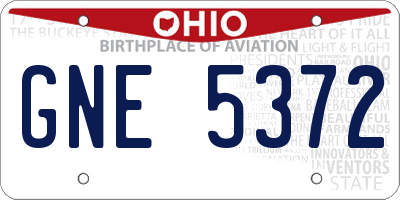 OH license plate GNE5372