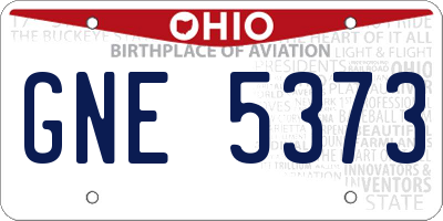 OH license plate GNE5373