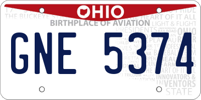 OH license plate GNE5374