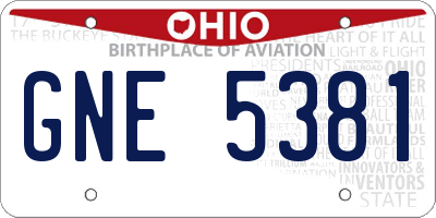OH license plate GNE5381