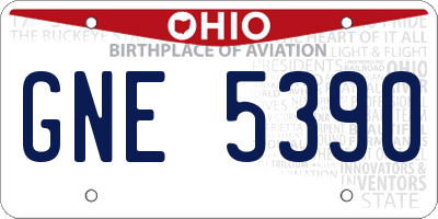 OH license plate GNE5390