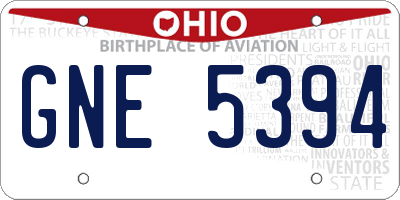 OH license plate GNE5394