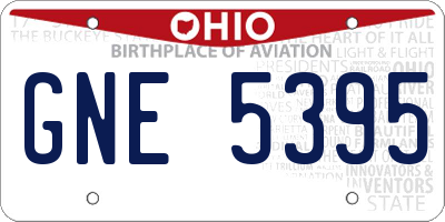 OH license plate GNE5395