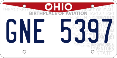 OH license plate GNE5397