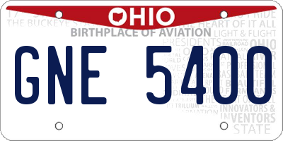 OH license plate GNE5400