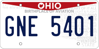 OH license plate GNE5401