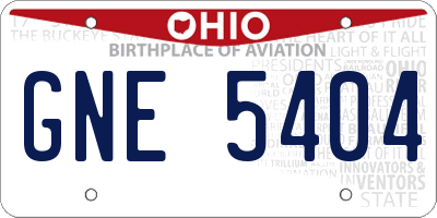 OH license plate GNE5404