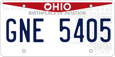 OH license plate GNE5405