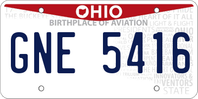OH license plate GNE5416