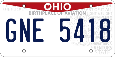 OH license plate GNE5418