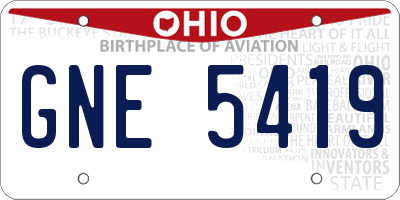 OH license plate GNE5419